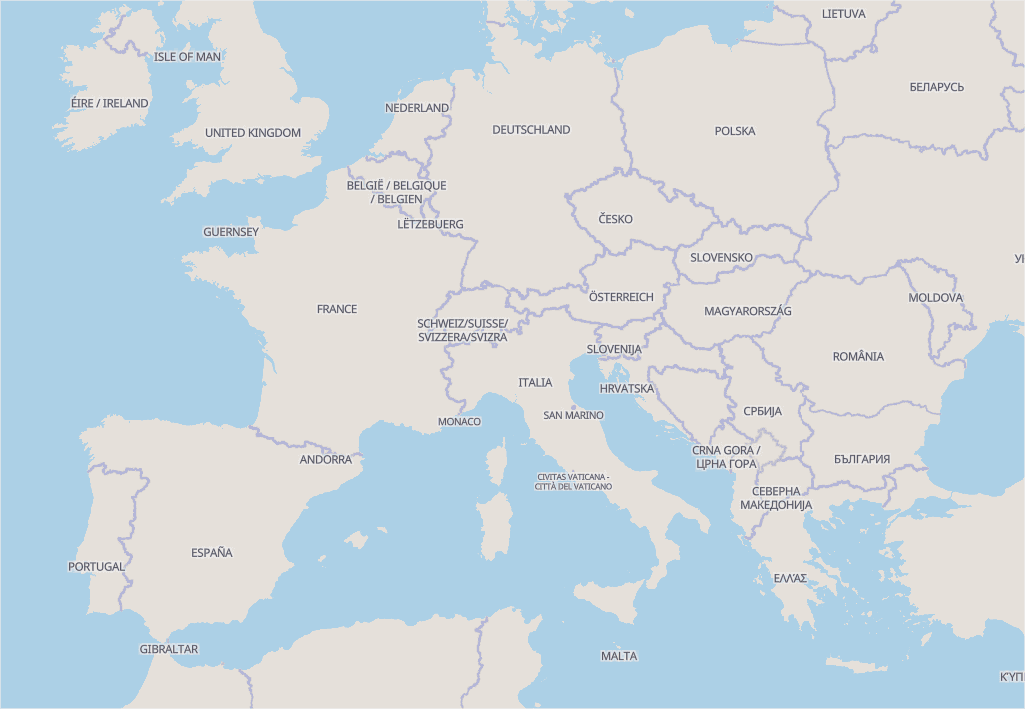 Map of Europe to show amaproc's partners